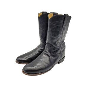 Justin Boots Black Leather Roper - Men's Size 7.5B